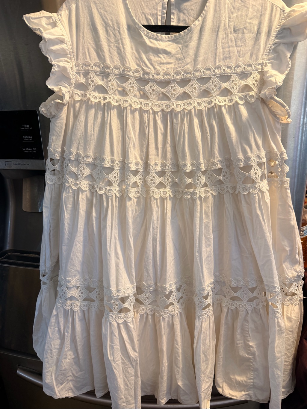 Devotion Twins Cream Lace Tiered Mini Dress